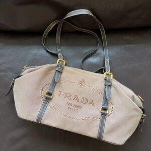 Prada Logo Jacquard Shoulder Bag
